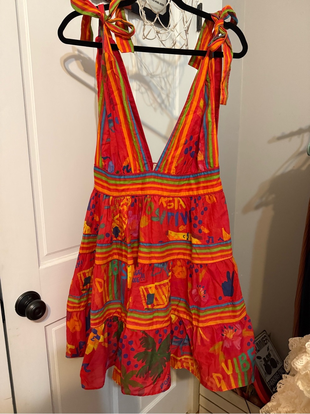 Farm Rio Red Good Vibes Mini Dress - Picture 9 of 10